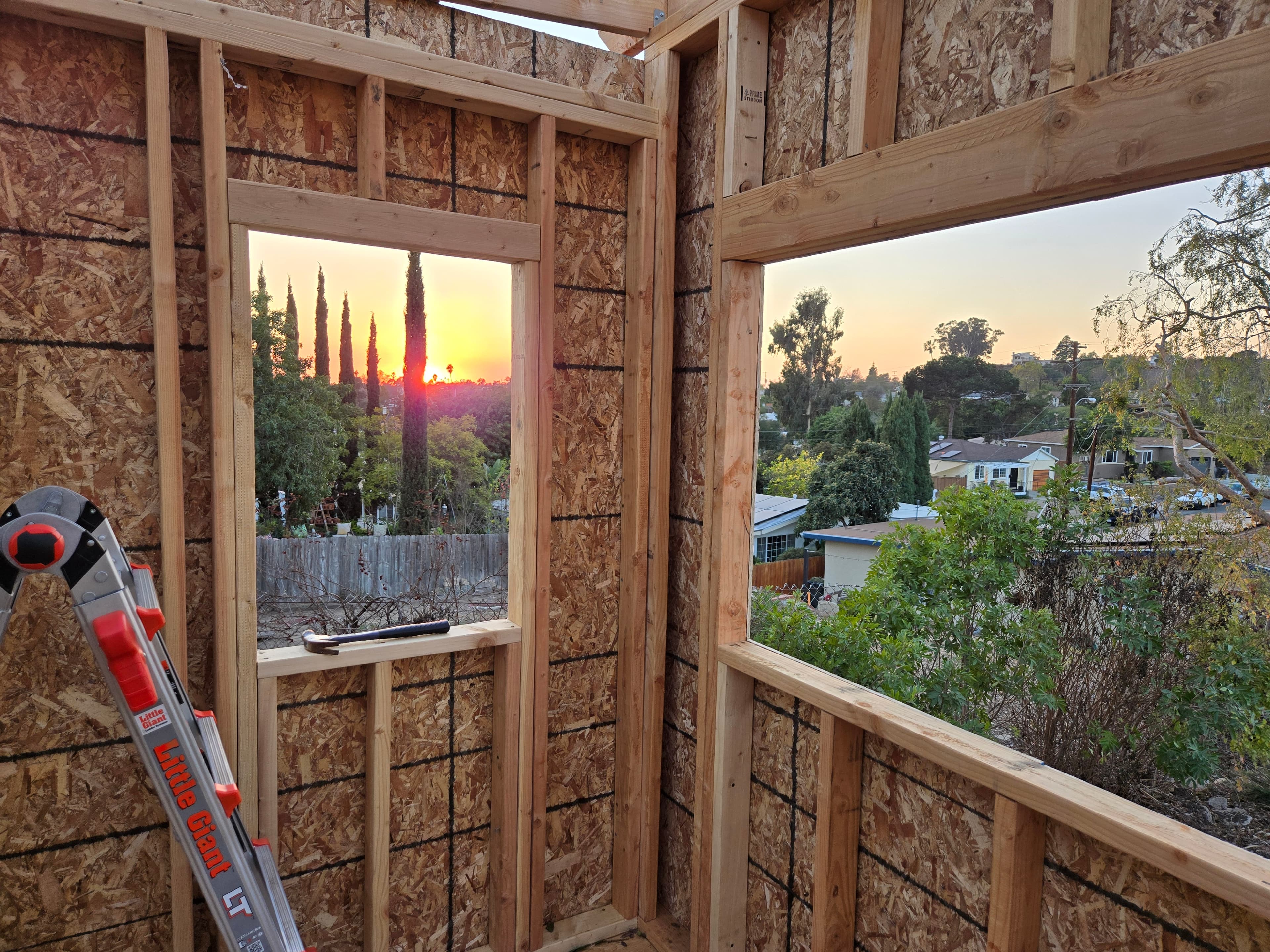 shed sheathing and sunset views